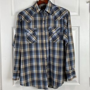 Plains Western Wear Pearl snap long sleeve button down shirt men’s XL